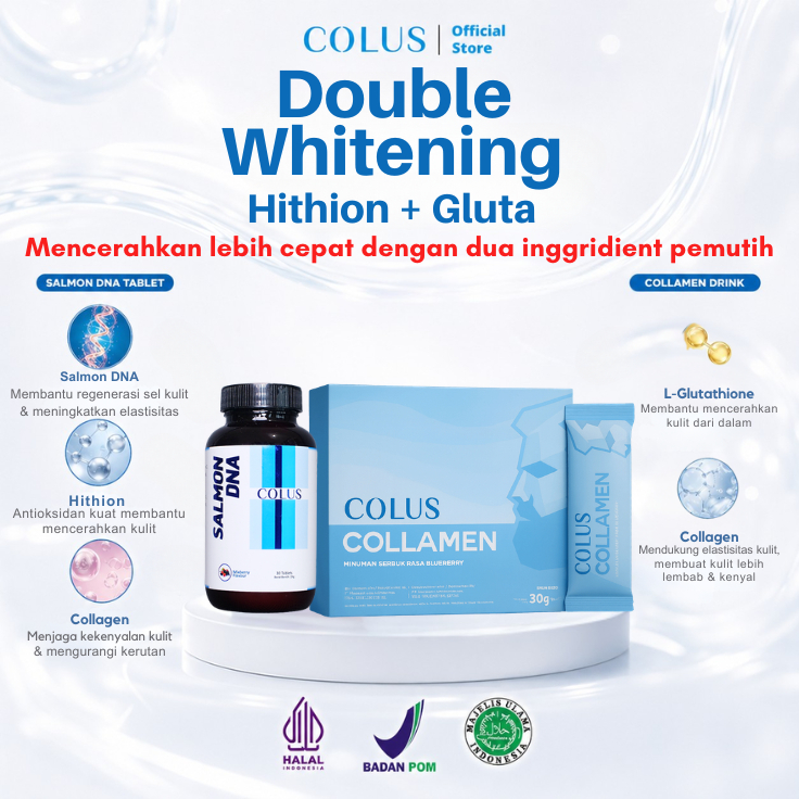 Collagen Pemutih Badan Pria Colus Men PAKET DOUBLE WHITENING Hithion + Gluta |Suplemen Pemutih Kulit