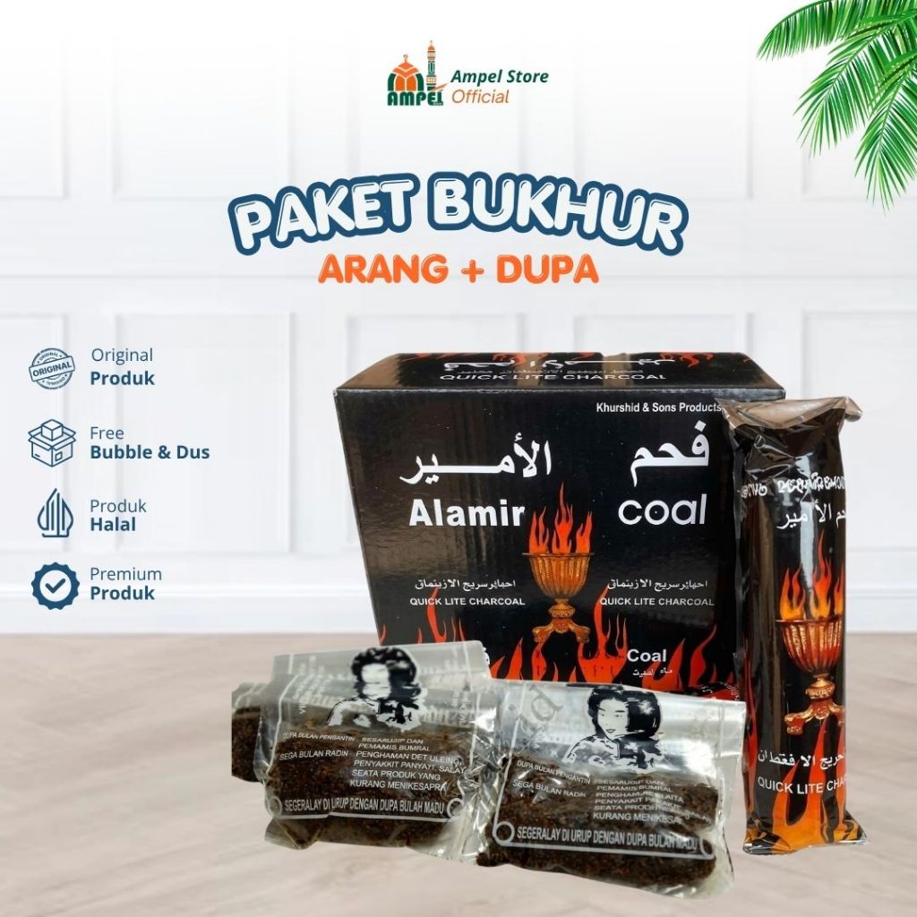 Arang Magic Al Amir + Dupa Pengantin Min - 6 Pcs Mudah Menyala, Tidak Berbau, Desain Donat