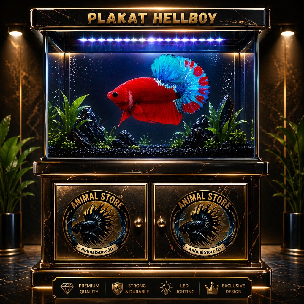 Cupang Hellboy Plakat Premium | Merah Pekat • Body Tebal • Jantan