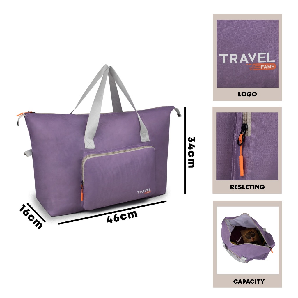 GROSIRAN OMYGOOSE Tas Travel Wanita Lipat Foldable Duffle Bag Besar Tas Gym & Kabin Multifungsi