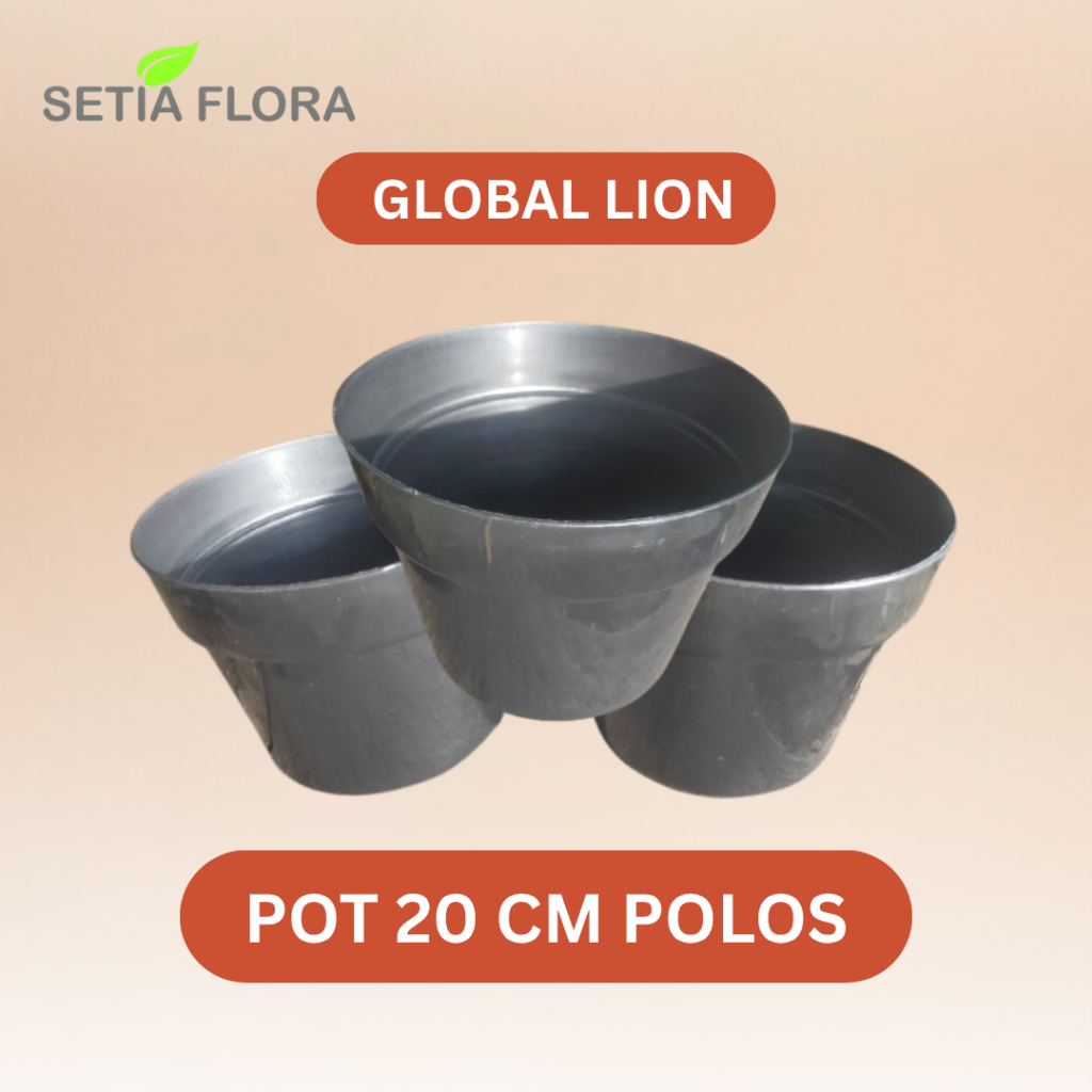 Pot Tanaman Plastik 20 cm Hitam Polos Global Lion