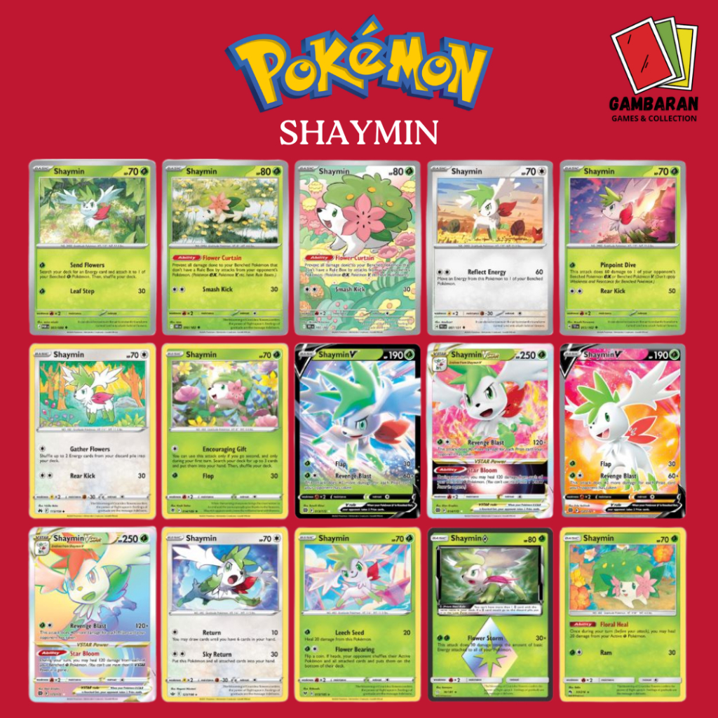 Shaymin MA3 MA4 AS2a AR PRE TEF M2A CSV9.5 M3 POR Kartu Pokemon English Indonesia China JAPAN TCG