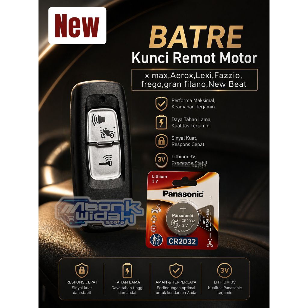 Batre Kunci Remot Alarm MOTOR Yamaha Aerox N Max lexi fazzio Filano New beat awet Original