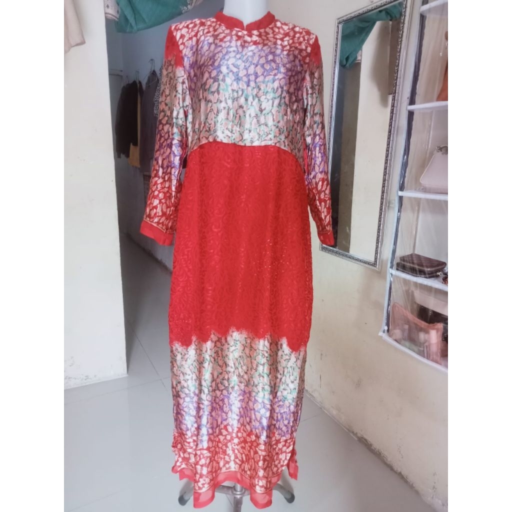 PL Gamis Brokat Bludru Merah
