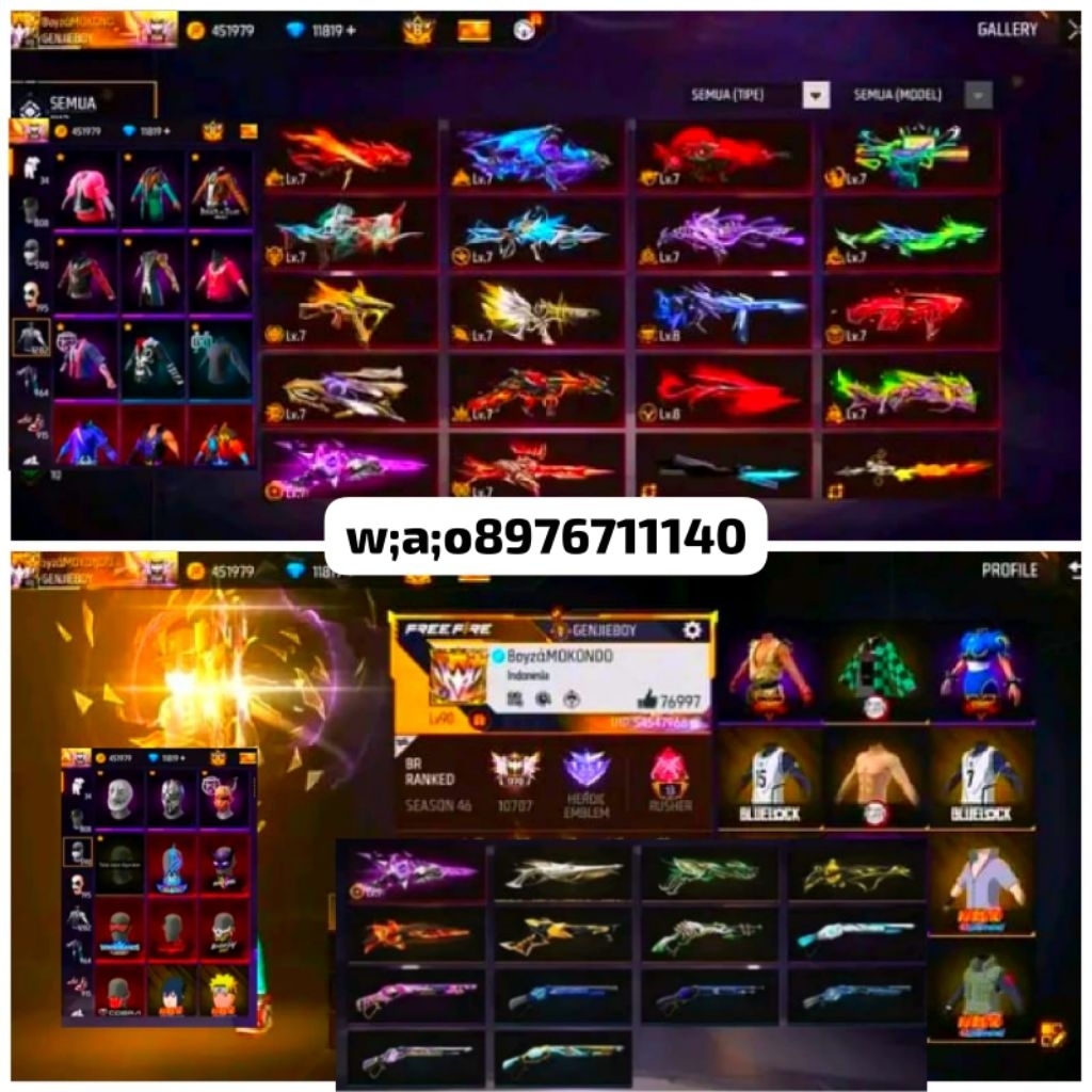 jual murah akun free fire FF sultan murah terlaris bisa bayar di tempat