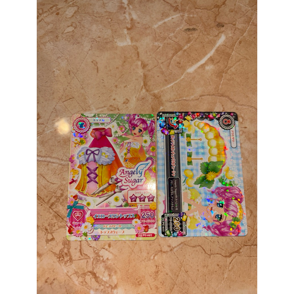 Aikatsu Madoka Japanese Card Yellow Swan Tops & Dandelion Checked Headband