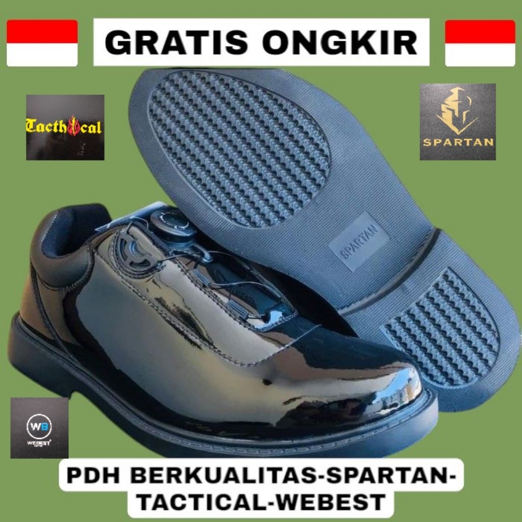 SEPATU PDH TACTICAL SPARTAN WEBEST TALI PUTAR/SEPATU PDH TNI POLRI JAKSA SECURITY UMUM TALI PUTAR/PD