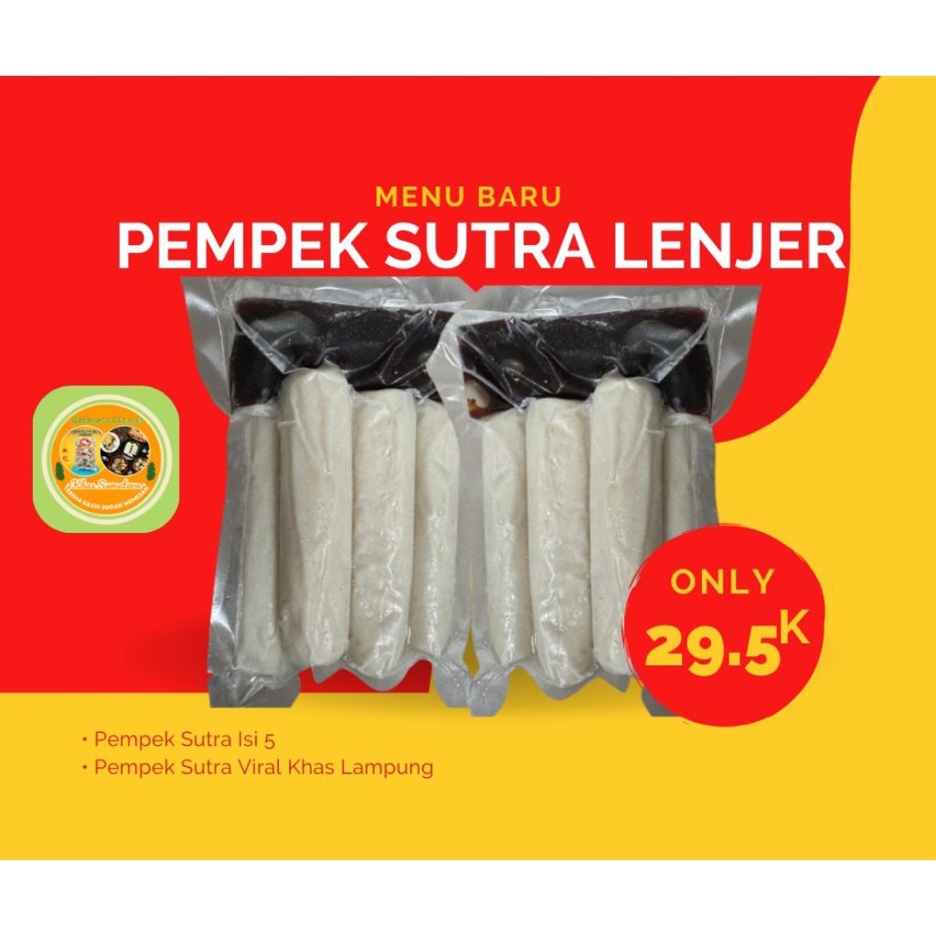 Pempek Sutra isi 5 Lenjer Free Bumbu Cuko Viral Asli Original Khas Lampung
