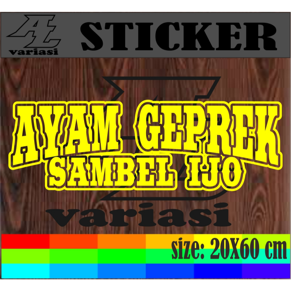 CUTTING STIKER TEMPELAN NAMA JUALAN AYAM GEPREK SAMBEL IJO MODEL BOLONG UKURAN 20X60 CM  Ukuran: 20X