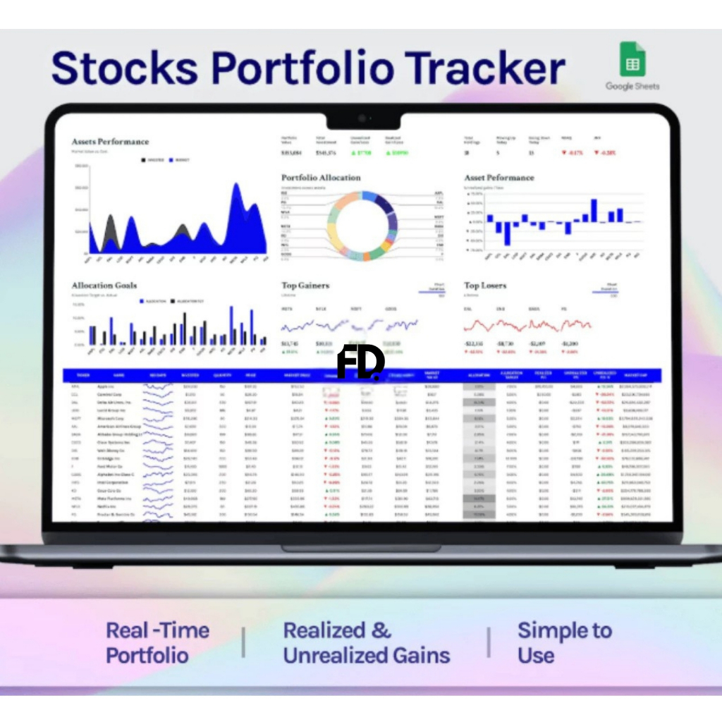 Spreadsheet Saham & Investasi - Portfolio Tracker & Trading Journal Google Sheets Excel