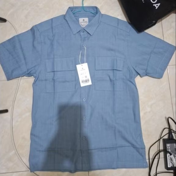 KEMEJA LASCADA BARU BABY BLUE DENIM PRIA WANITA
