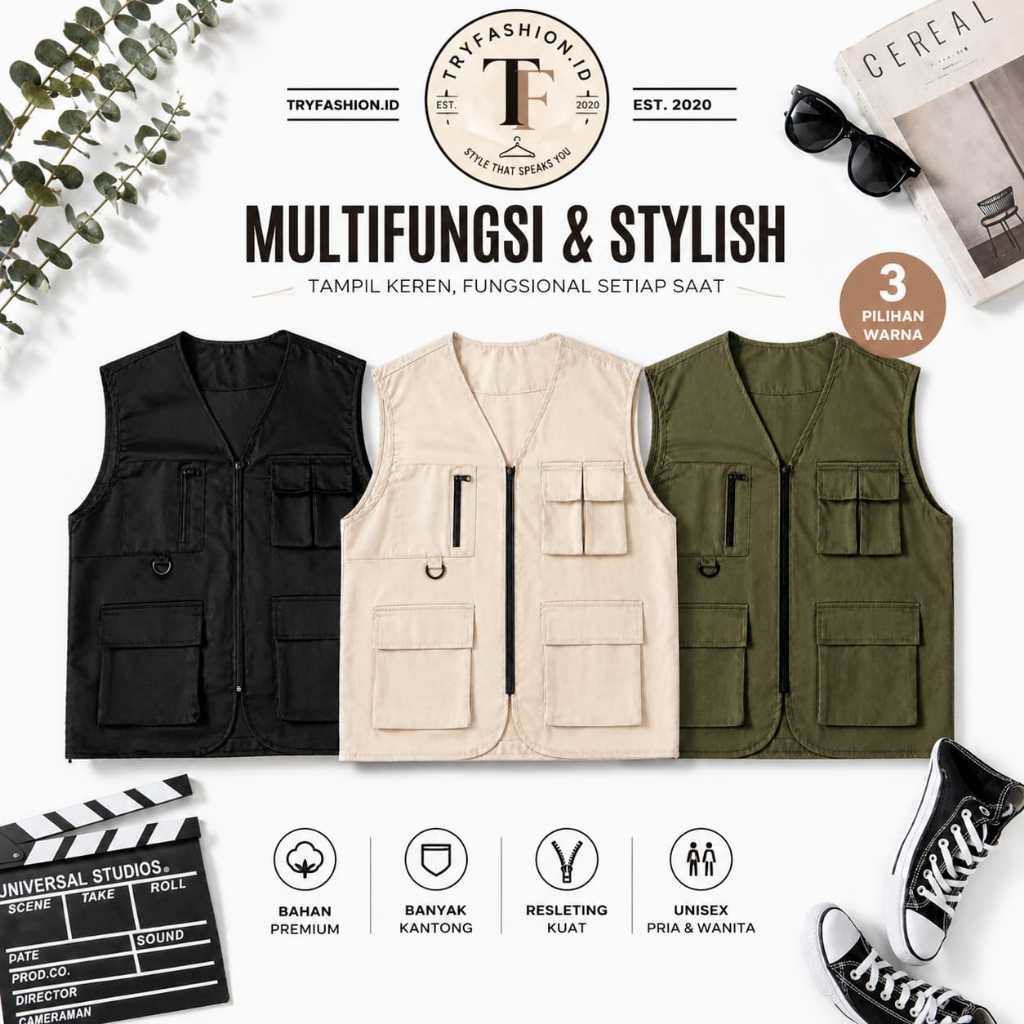 Rompi Vest Cargo Casual Multifungsi & Stylish Unisex - Vest Cargo Simple