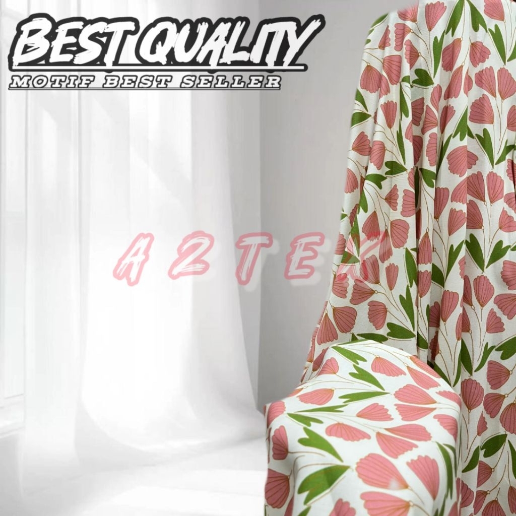 Kain katun rayon Viscose premium - Kain rayon motif floral ekslusif - Kain katun rayon original - Ha