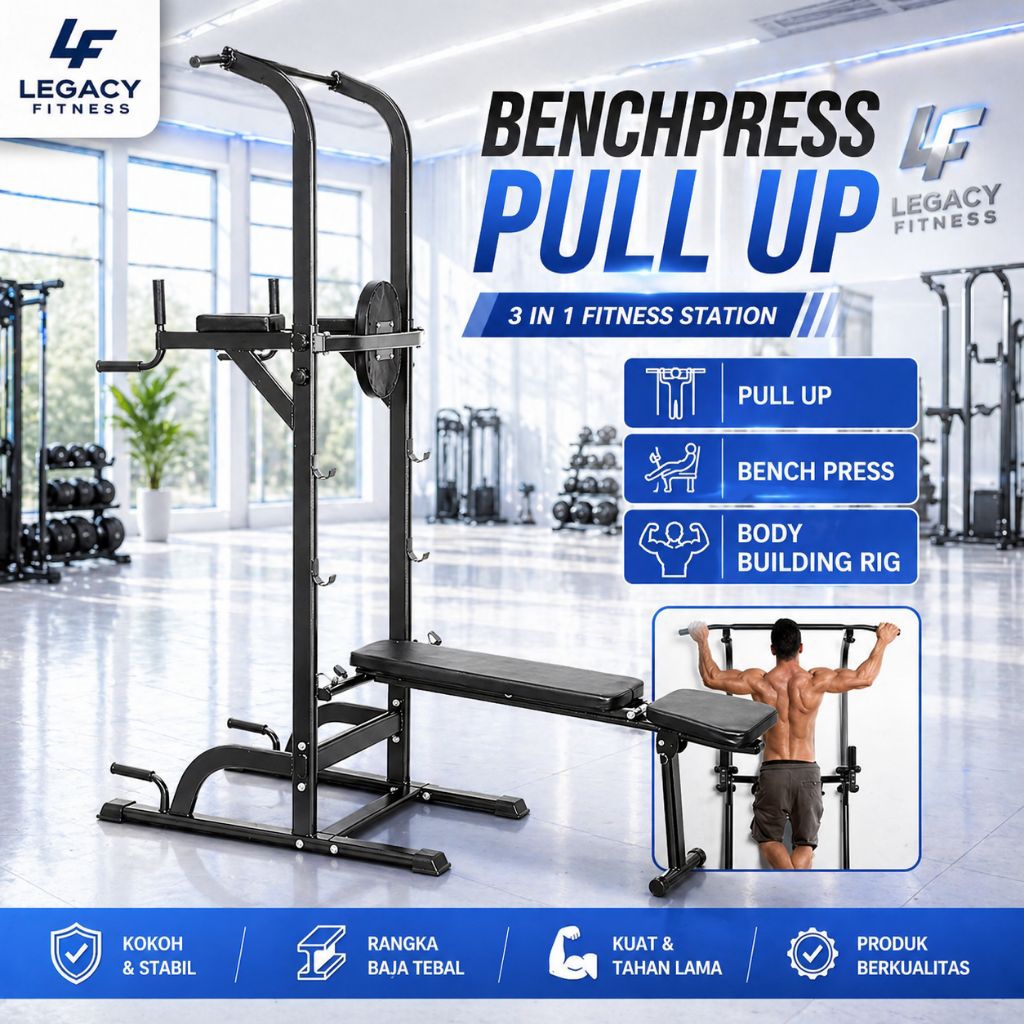 Pull up chin up benchpress multi fungsi fitnes station alat gym home gym