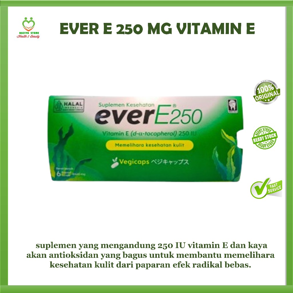 EVER E 250 MG Vitamin E/PROMIL/Vitamin Kulit/Pencegah Penuaan Dini/Vitamin E 250 IU [Perstrip]