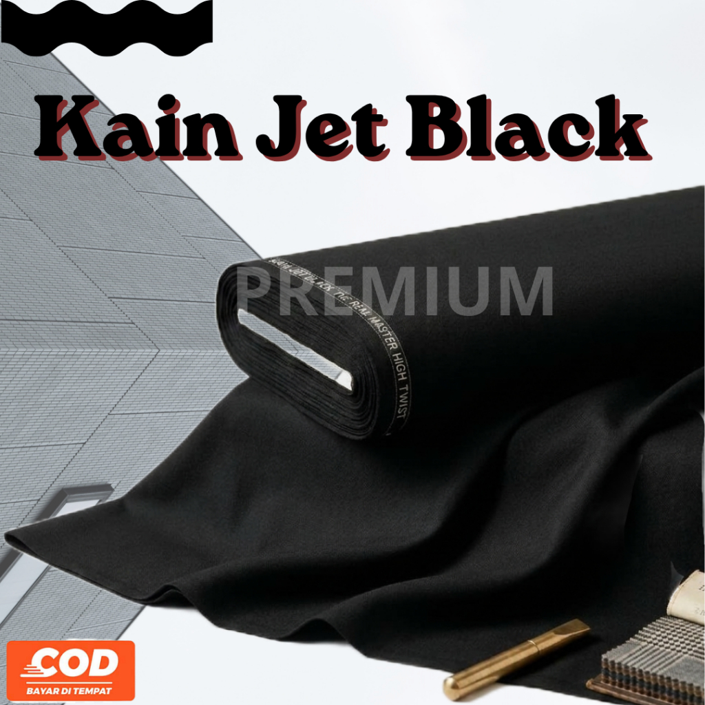BAHAN KAIN JET BLACK BAHAN JAS CELAN PREMIUM
