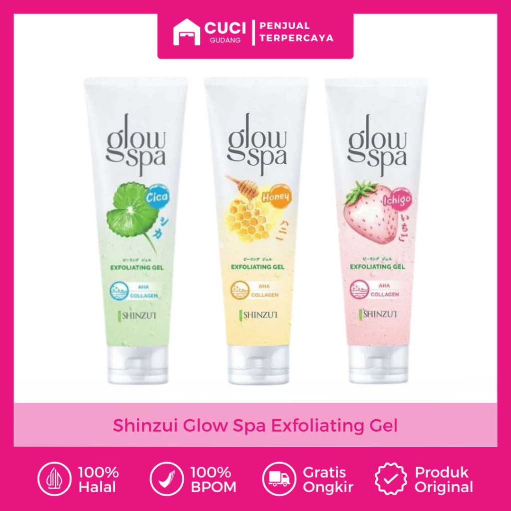 Glow Spa Shinzui Perontok Daki Dan Kulit Mati Peeling Gel Wajah Penghilang Daki Eksfoliasi Badan Pem
