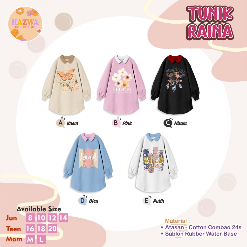 Atasan Tunik Kaos Premium Lengan Panjang Cotton Combed 24s Remaja Dewasa Jumbo