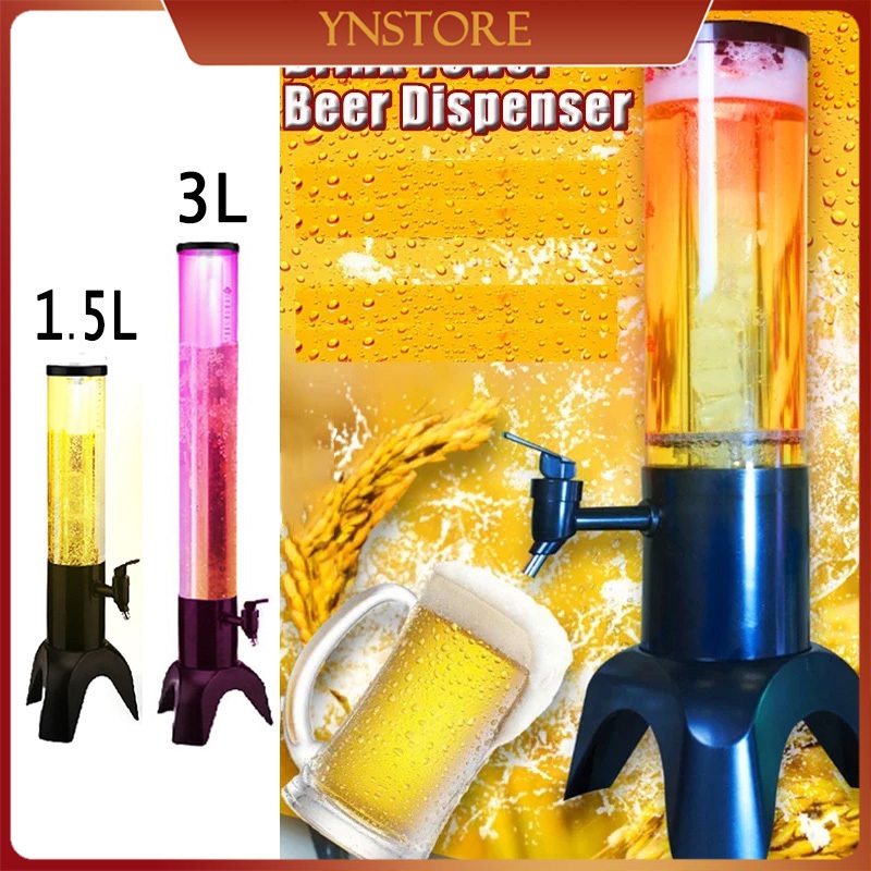 1.5L/3L Beer Tower Dispenser Tower Bir Beer Bottle Ice Cube Beer Tower LED bercahaya Tower Dispenser