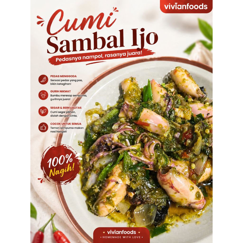 vivianfoods - baby cumi sambal ijo, 250gram