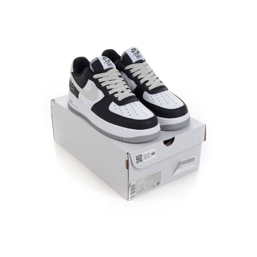 (SLKCK) Sepatu Sneakers Nike Air Force 1 Low Lv8 Emb Black Silver