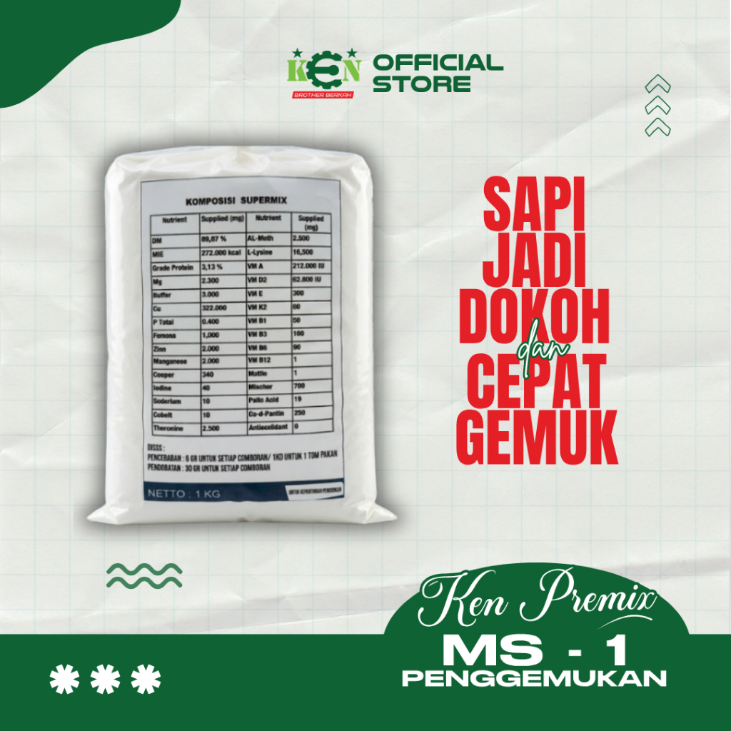 PREMIX MINERAL SAPI SUPERMIX SAPI KAMBING DOMBA PREMIX PENGGEMUKAN MS-1