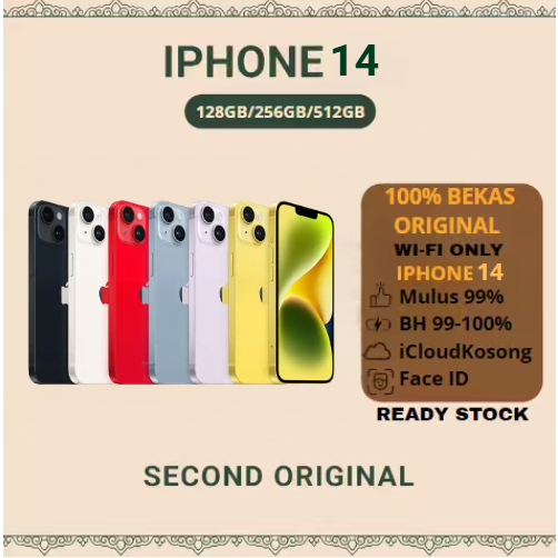 SPayLater IPHONE 14 WIFI ONLY 128GB/256GB SECOND FULLSET Second HandPhone Garansi 1 Bulan