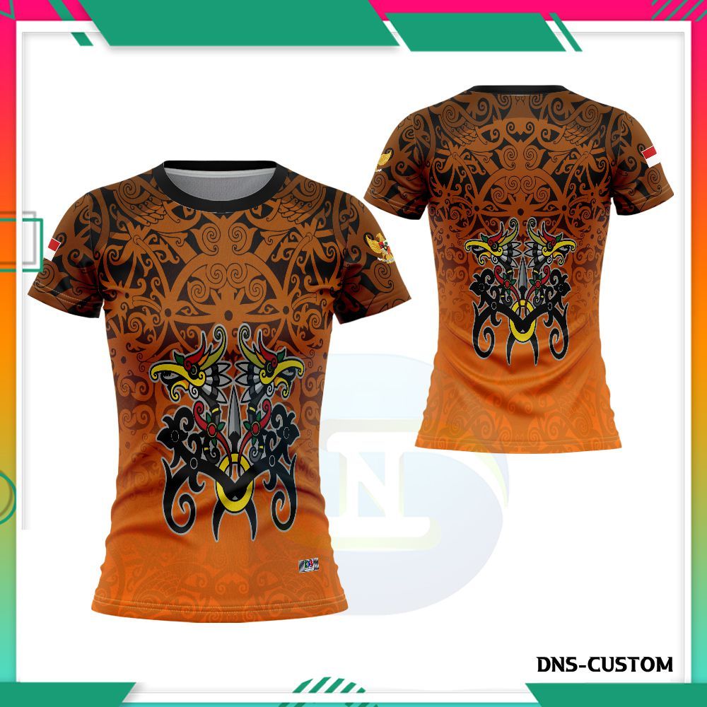 Baju Wanita Motif Batik Dayak / Jersey Batik Dayak Kalimantan Printing