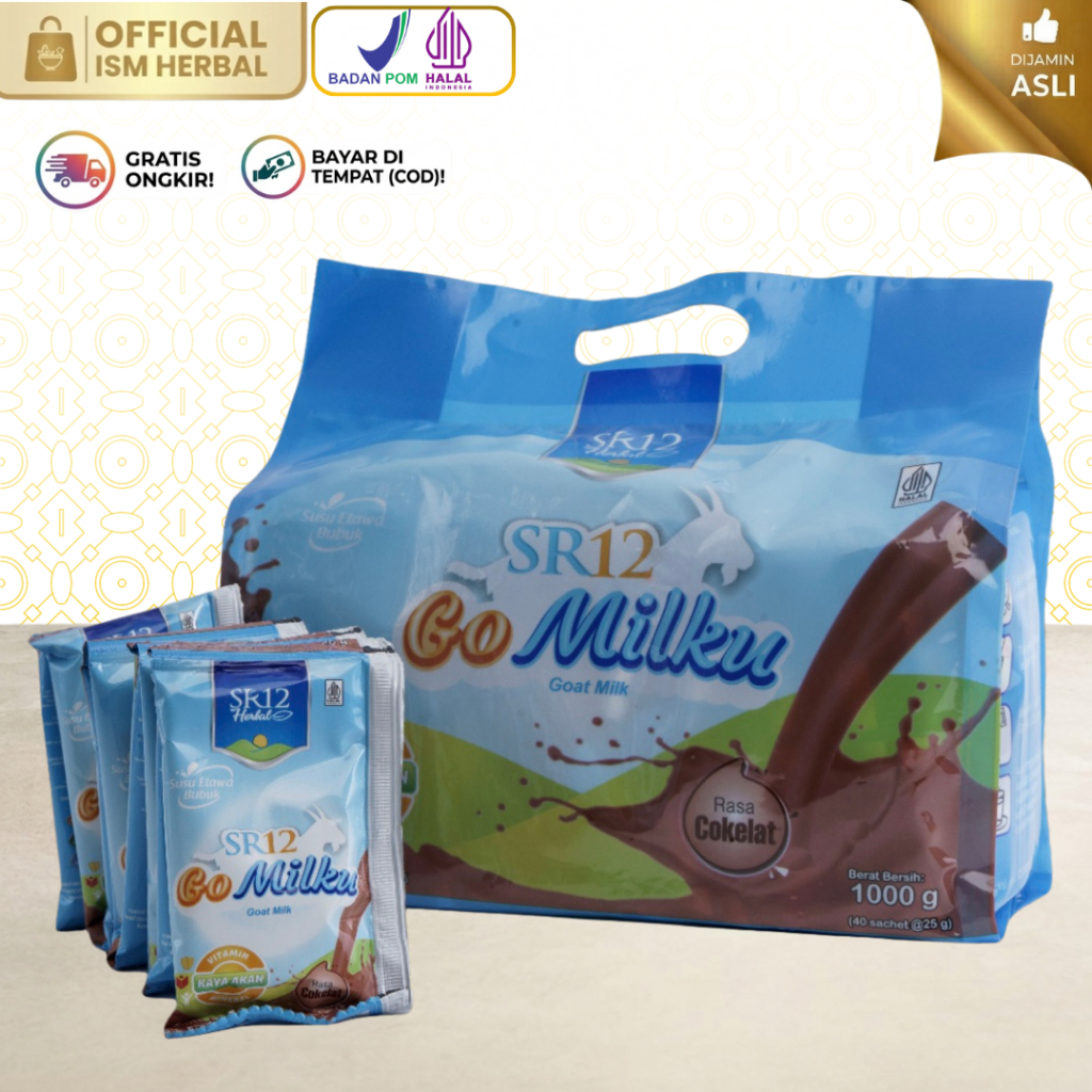 Go Milku SR12 Susu Kambing Etawa Cokelat & Original BPOM Penambah Imun 40 Sachet Ready Makassar