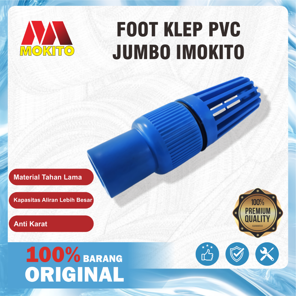 MOKITO Foot Klep Jumbo Plastik 3/4, 1 Inch + Saringan PVC Foot Valve