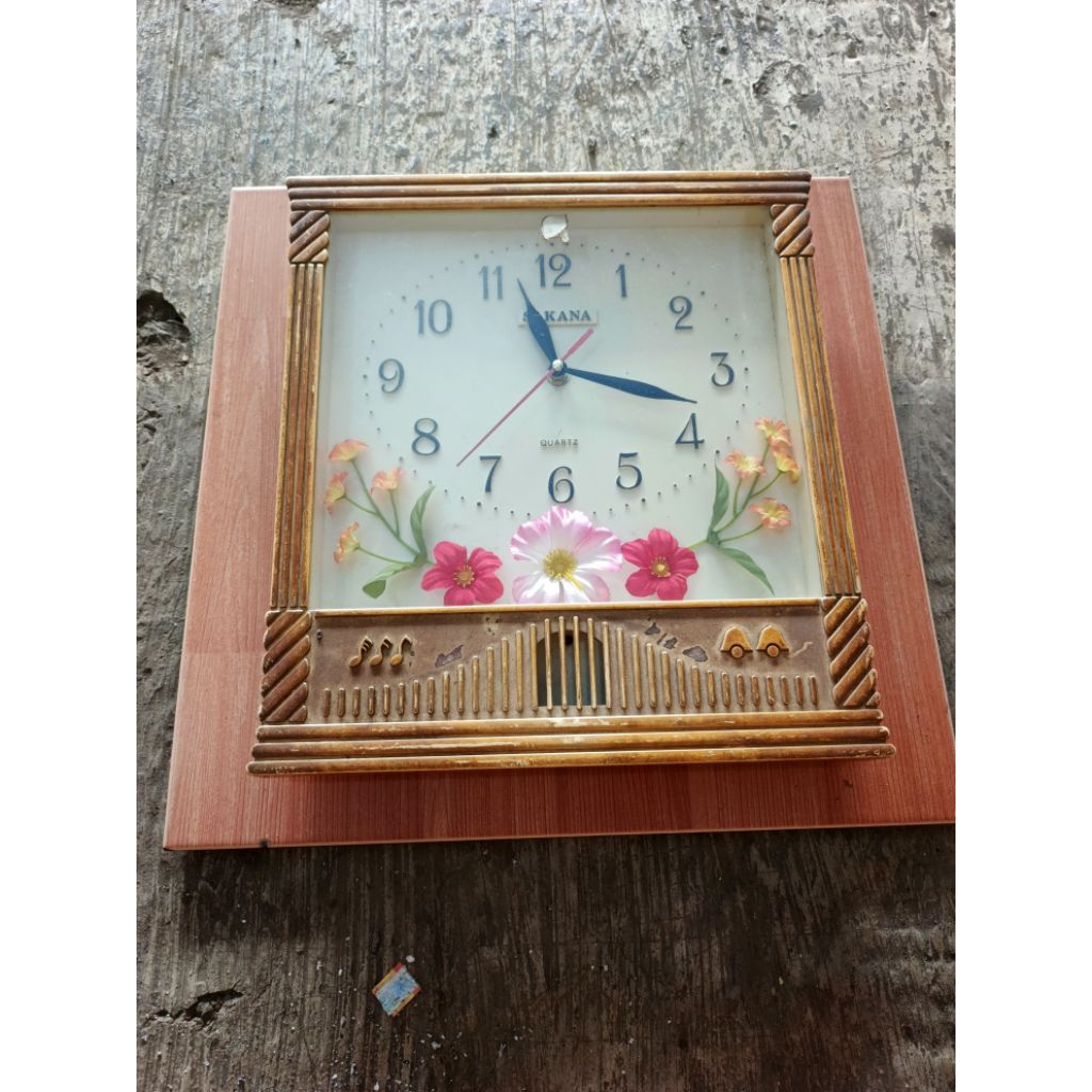 jam dinding second merk sakana jadul model kotak dim 30