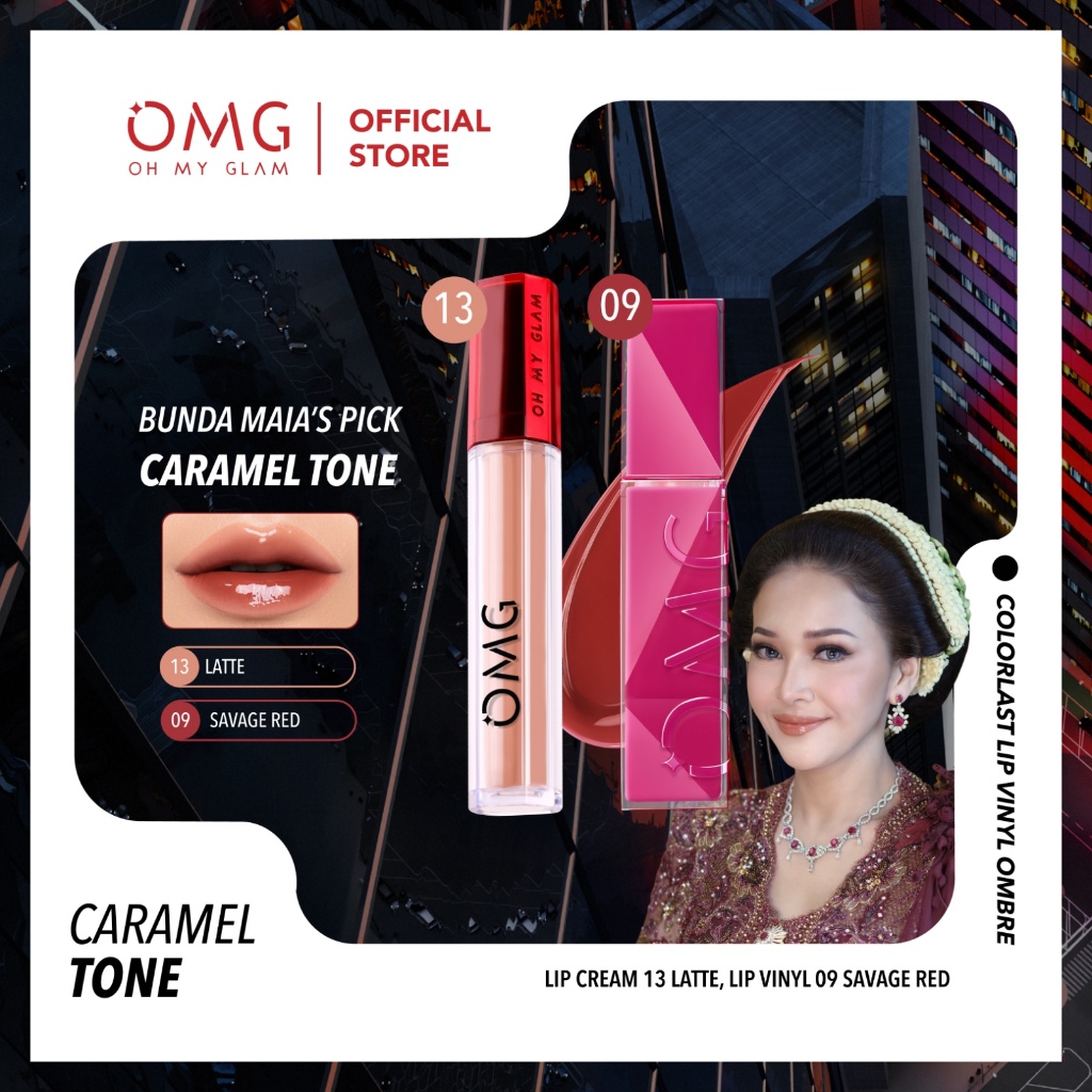 OMG Oh My Glam Ombre Lip Vinyl + Lip Cream - Glossy Transferproof, Tahan Lama, Bibir Plumpy & Warna 