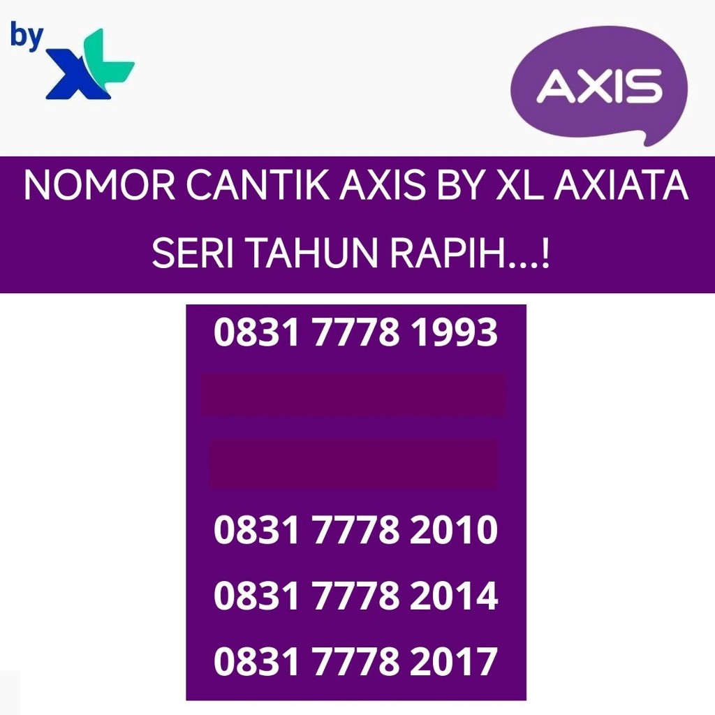 nomor cantik axis 4.5G kartu perdana axiata nomer seri tahun rapih