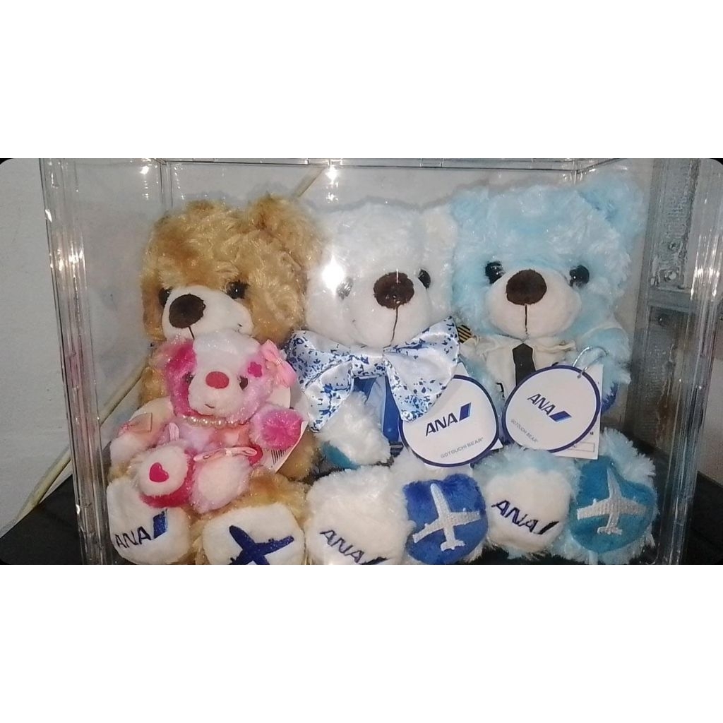 takeall kawaii bear pink takeoff keychain & gotochi bear ana airline fujisey plush