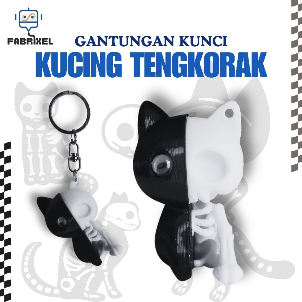 Gantungan Kucing Tengkorak Lucu, Gemoy dan Misterius                                                