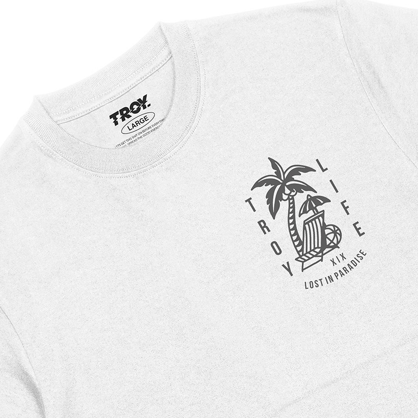 Troy Company Kaos Pria Lengan Pendek Putih - Lost In Paradise Tshirt White MTD 2342