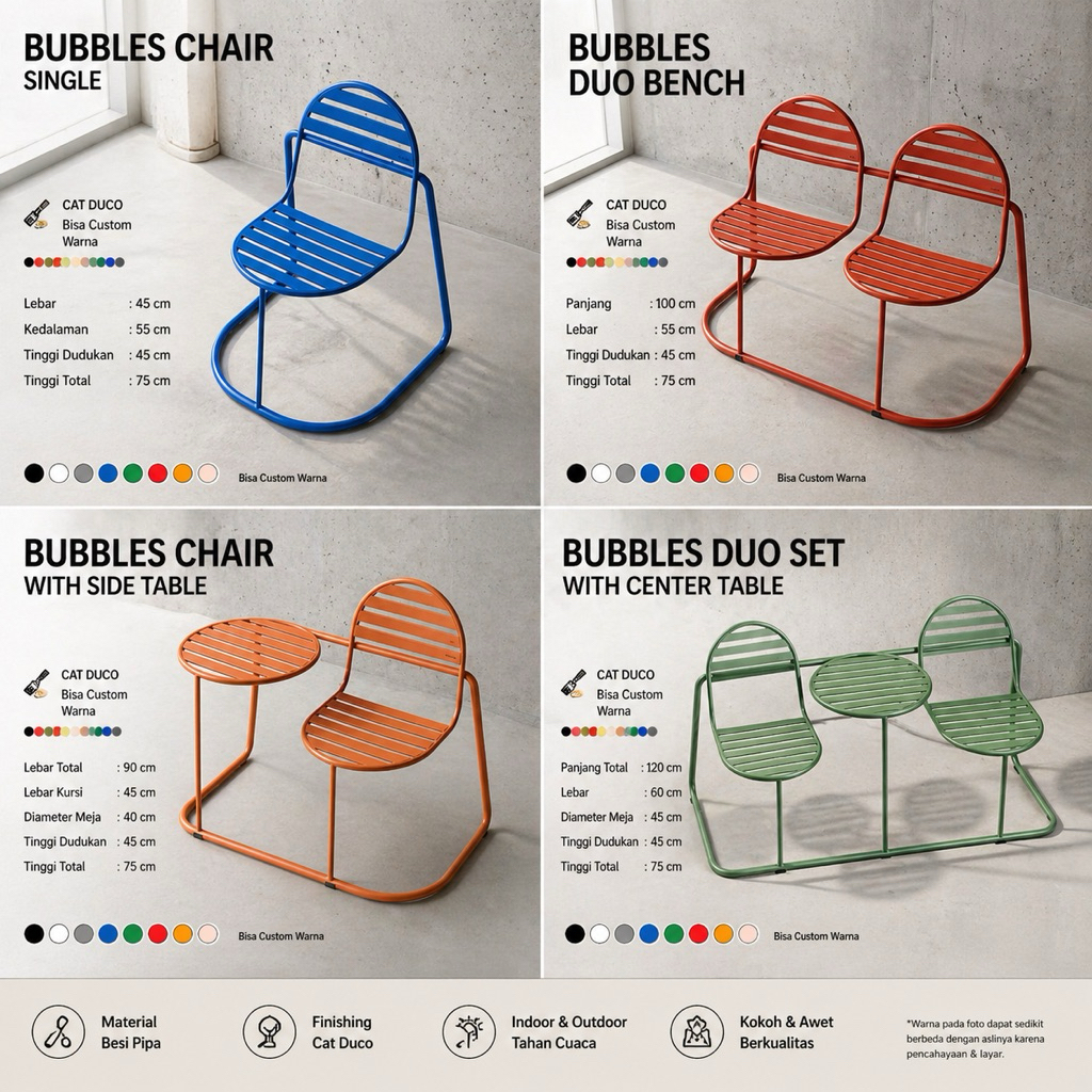Bangku Cafe Taman Bubbles Bench Outdoor Indoor