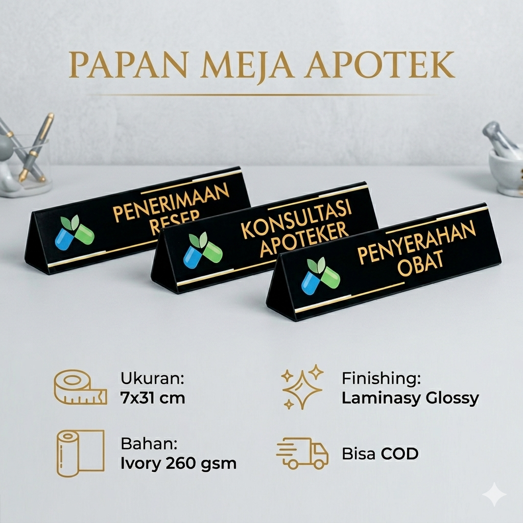 Papan Nama Apotek - Penyerahan Obat - Penerimaan Resep - Konsultasi Apoteker - Farmasi - Apoteker