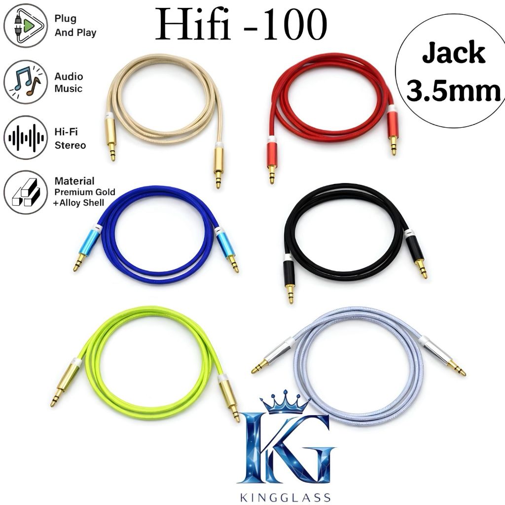 Vibox Kabel Aux Hifi-100 Hifi Gold Plated Kabel Audio Aux Nylon Audio Beats 3.5MM To 3.5MM Male To M