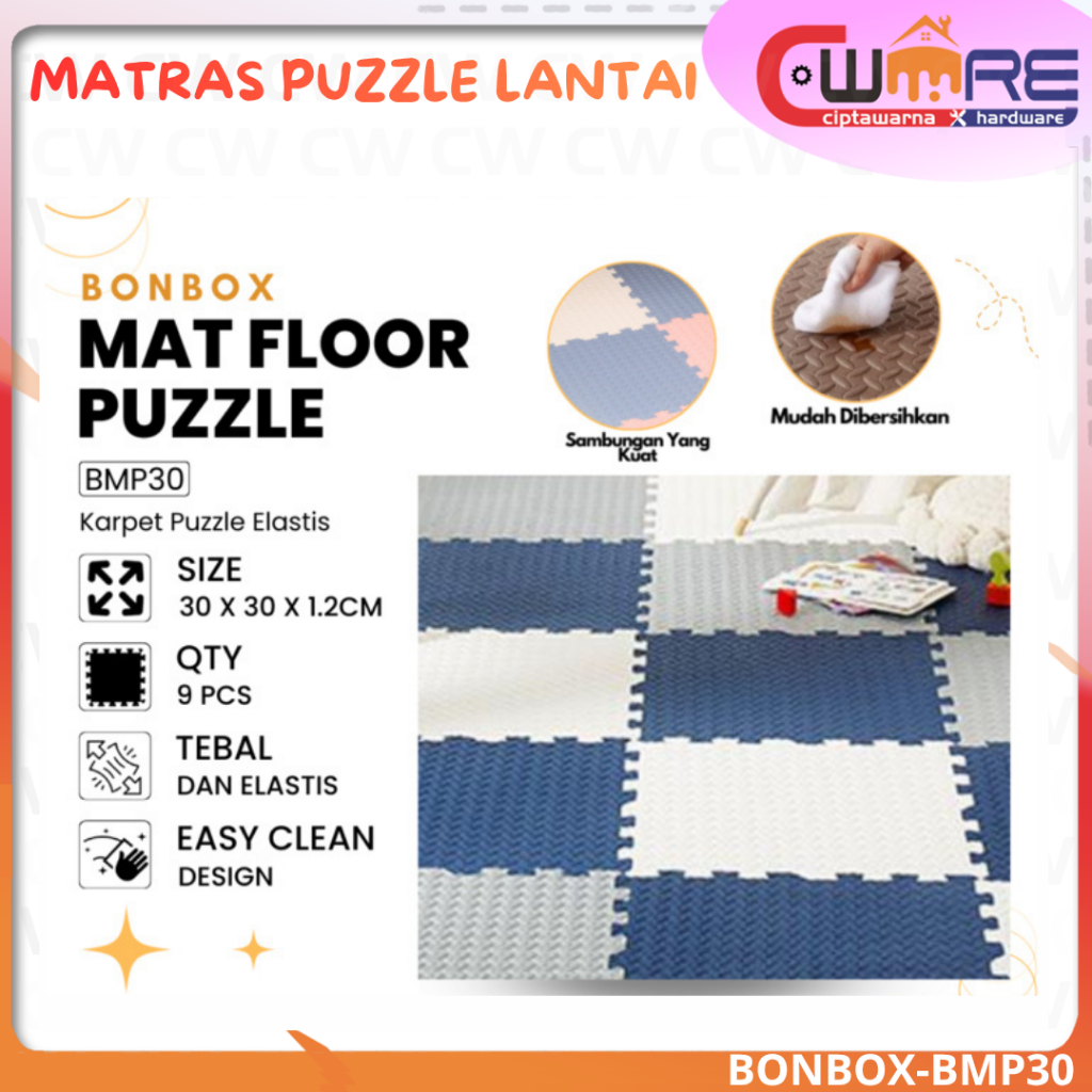 Bonbox Matras Puzzle BMP30 Alas Lantai Karpet Tebal 30x30cm - WOOK Cw2756