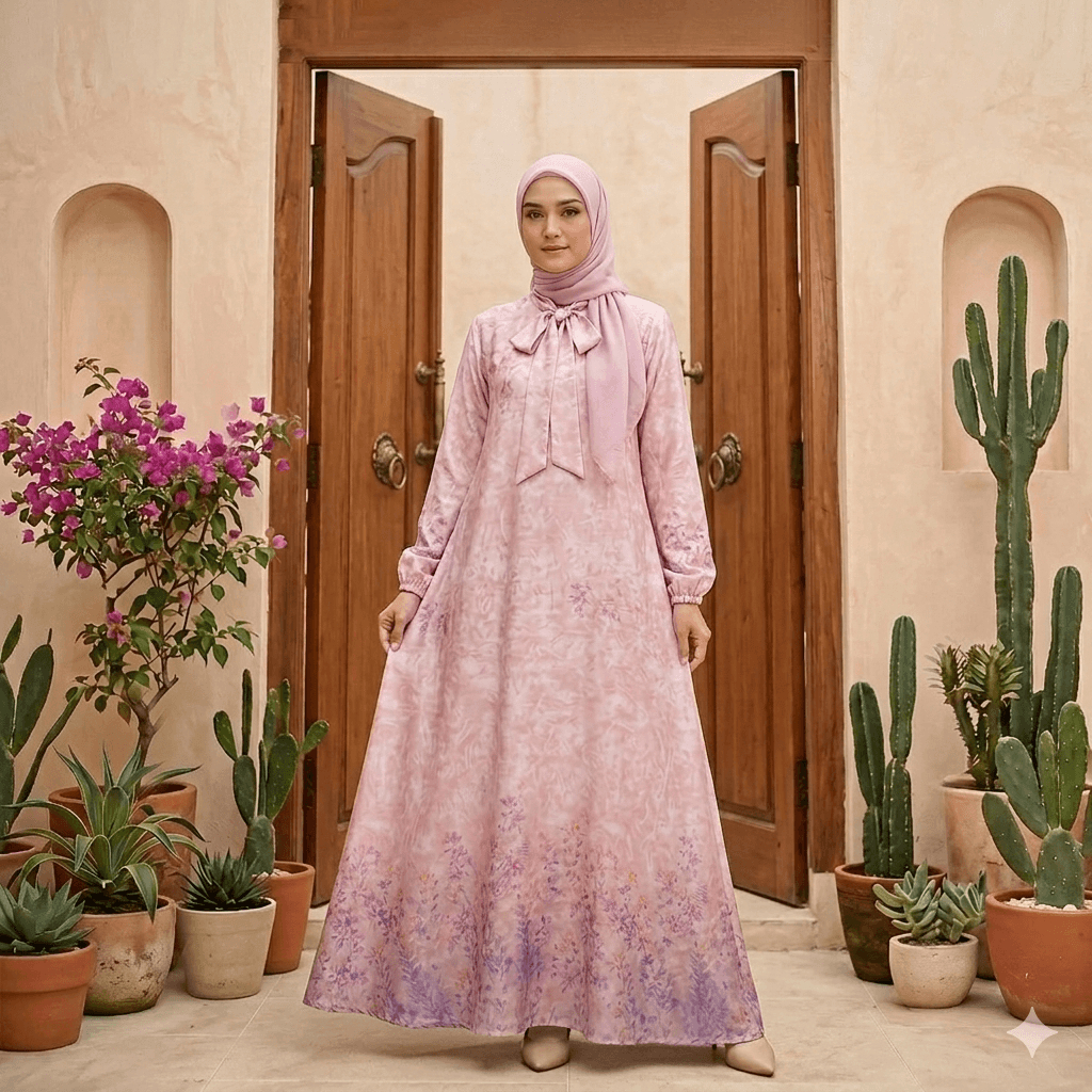 Dress Motif - Dress Silk Motif -  Nirmala Dress - Dress motif Silk lembut Set Hijab
