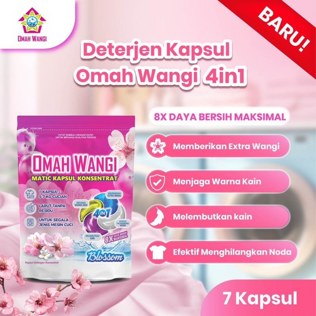 Deterjen Kapsul Omah Wangi Isi 7 Laundry Pods Praktis Sabun Cuci Baju Anti Noda Sudah Berizin Edar K