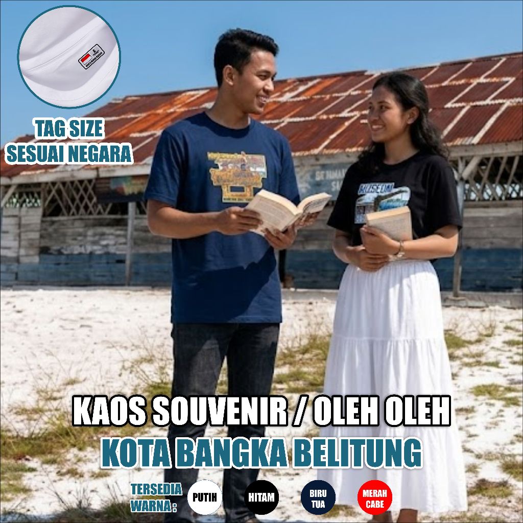 KAOS SOUVENIR BANGKA BELITUNG BAJU OLEH OLEH KAOS BANGKA BELITUNG 100% COTTON COMBED 30S PREMIUM UNI
