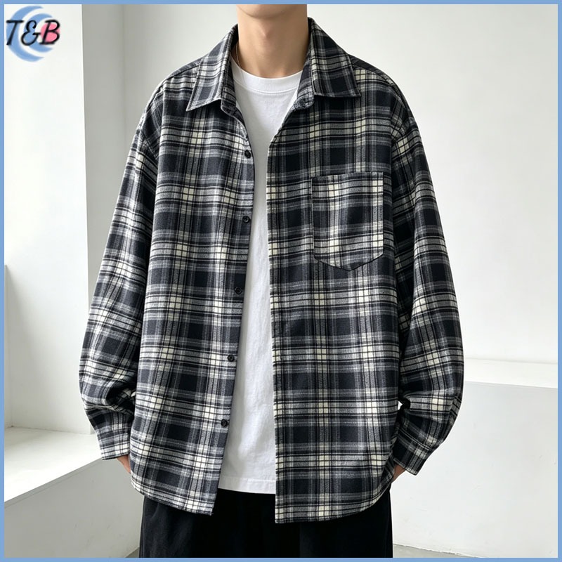 Kemeja Flannel Pria Lengan Panjang Distro Baju Cowok Dewasa Motif Kotak Kotak