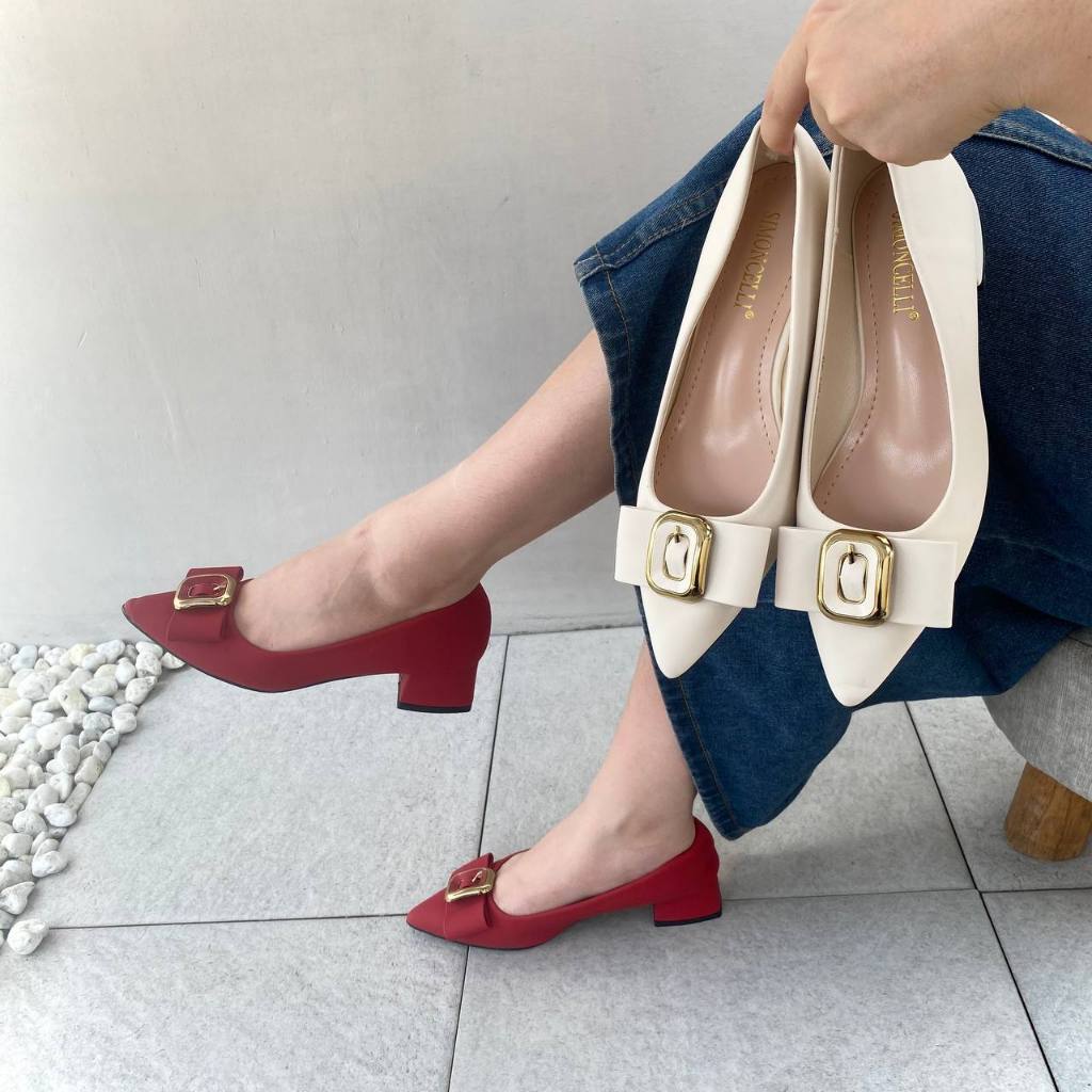 Simoncelli Sepatu Tumit Tahu 3 Cm Wanita Import| Sepatu Cewek | Sepatu Kerja | Heels Import 999-1101