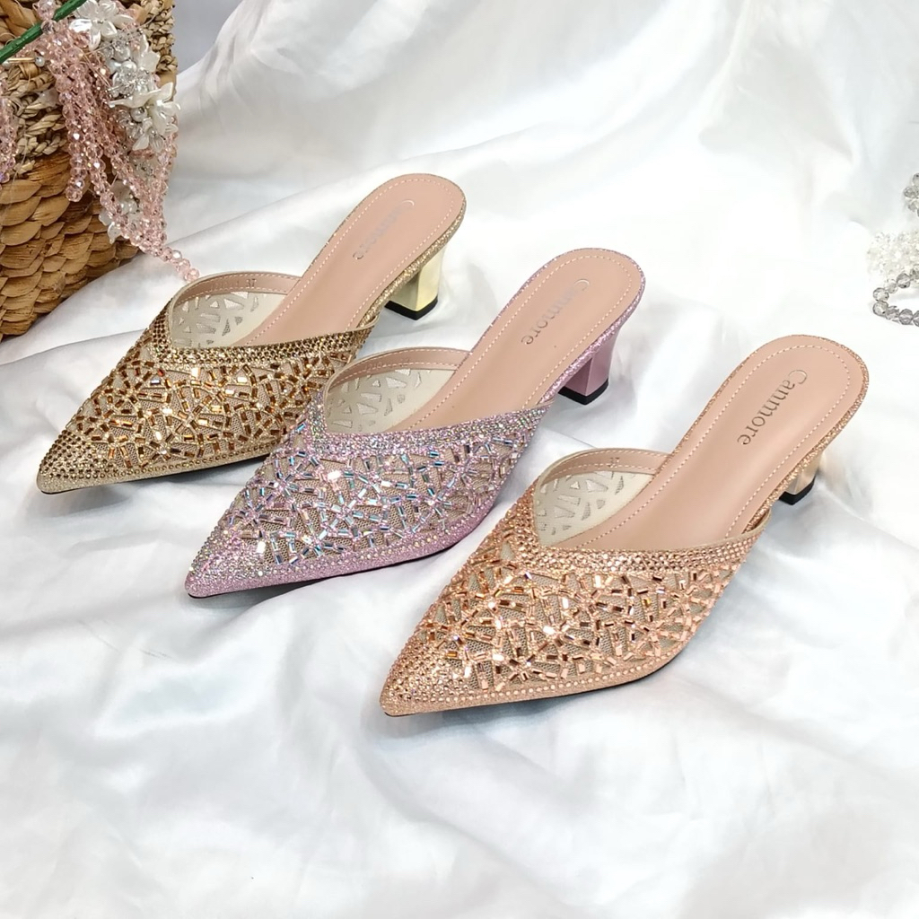 CANMORE#1210-1#sandal pesta wanita mewah motif baru