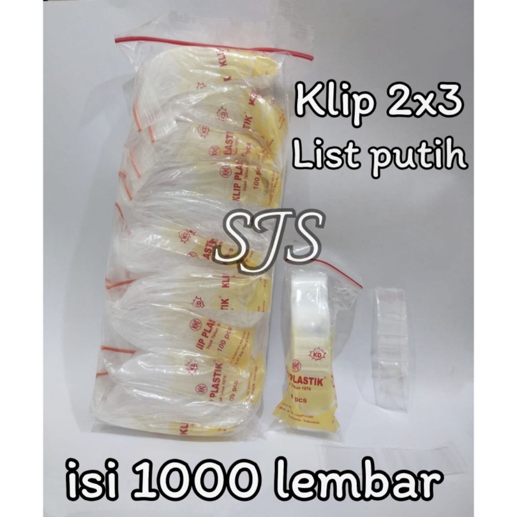 KLIP 2x3 ISI 1000 LEMBAR LIST PUTIH / PLASTIK 2x3 / ZIPPER / ZIPLOCK