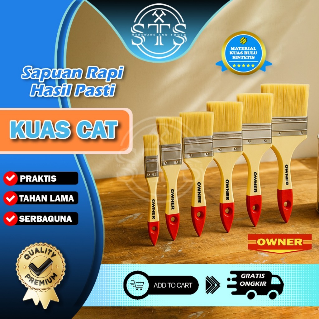 Kuas Cat [[ OWNER ]] [[633]] Tembok Besi Kayu Dinding Gagang Kayu [[ HARGA DUS ]] 1 - 1,5 - 2 - 2,5 