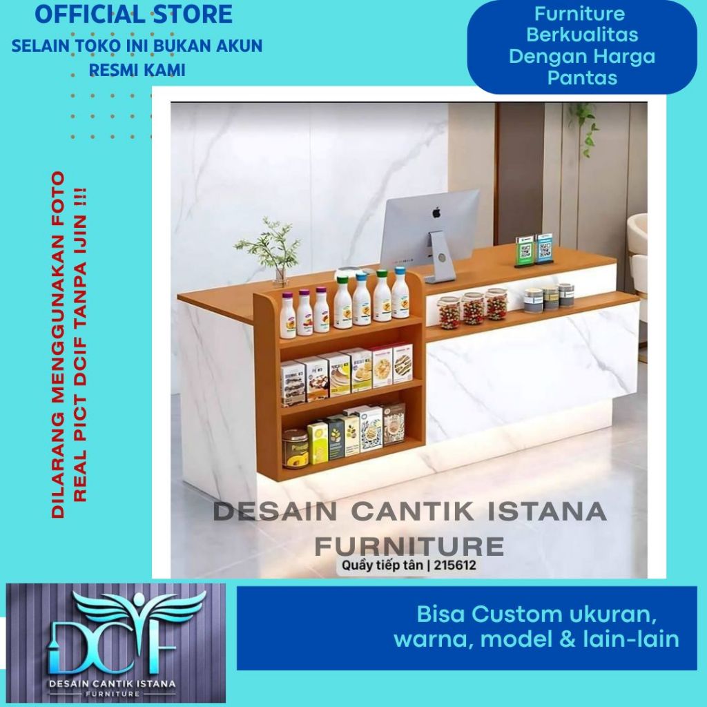 DCIF_MEJA KASIR WARUNG SNACK CEMILAN MEJA KASIR TOKO MAKANAN BENTUK L