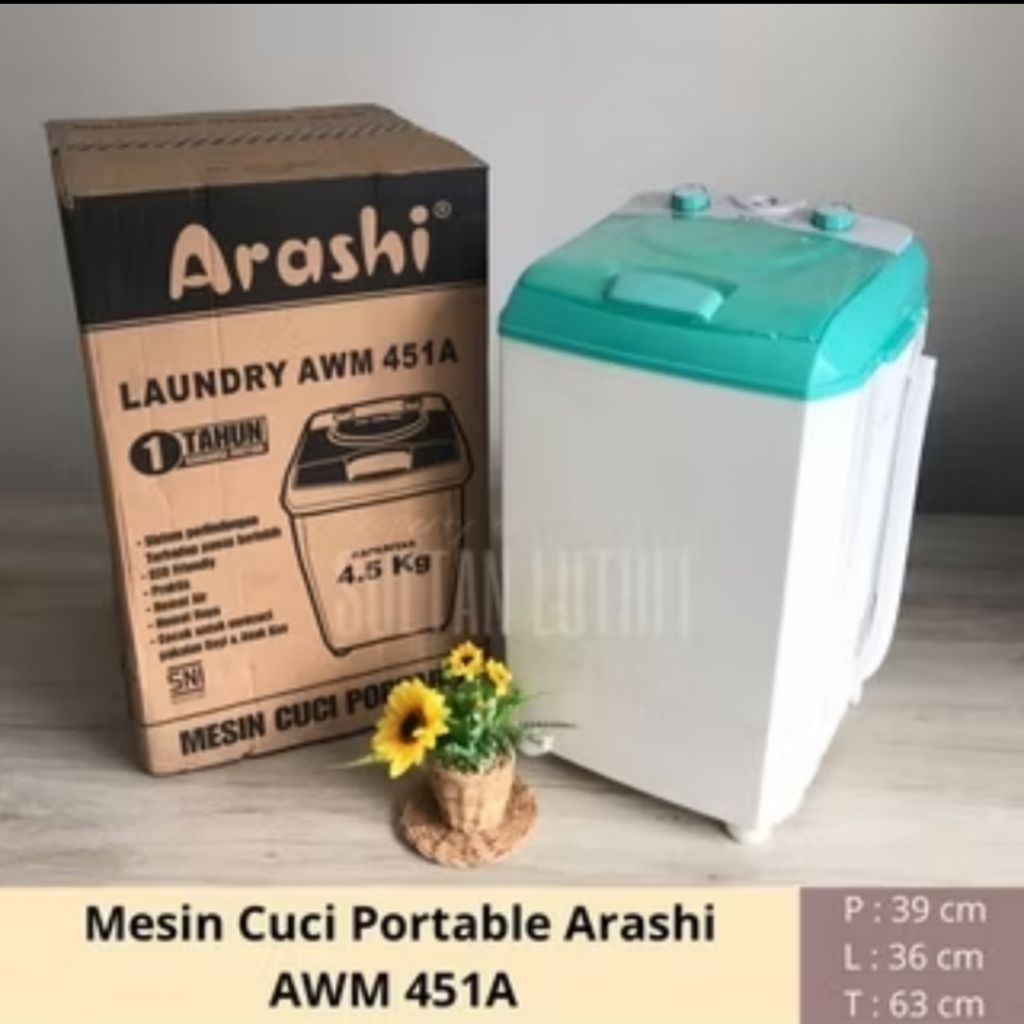 Mesin Cuci Arashi AWM-451A/Mesin Cuci Anak Kost/Mesin Cuci Portable